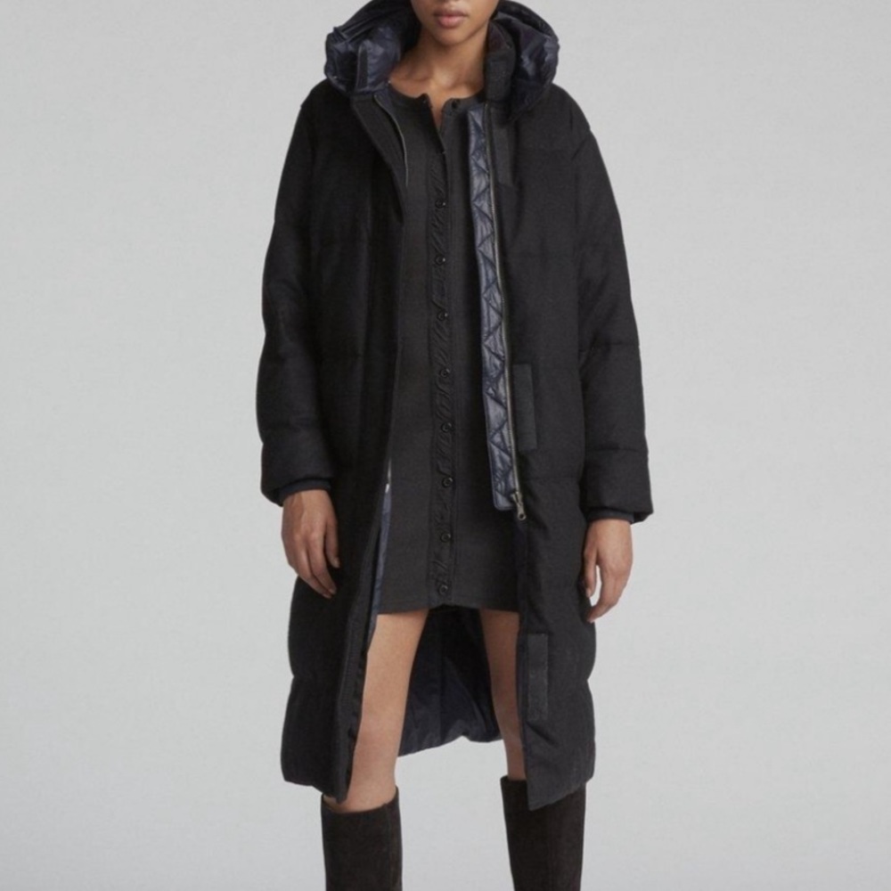 Rag & Bone Jenset Down Coat | Black Long Wool Puffer